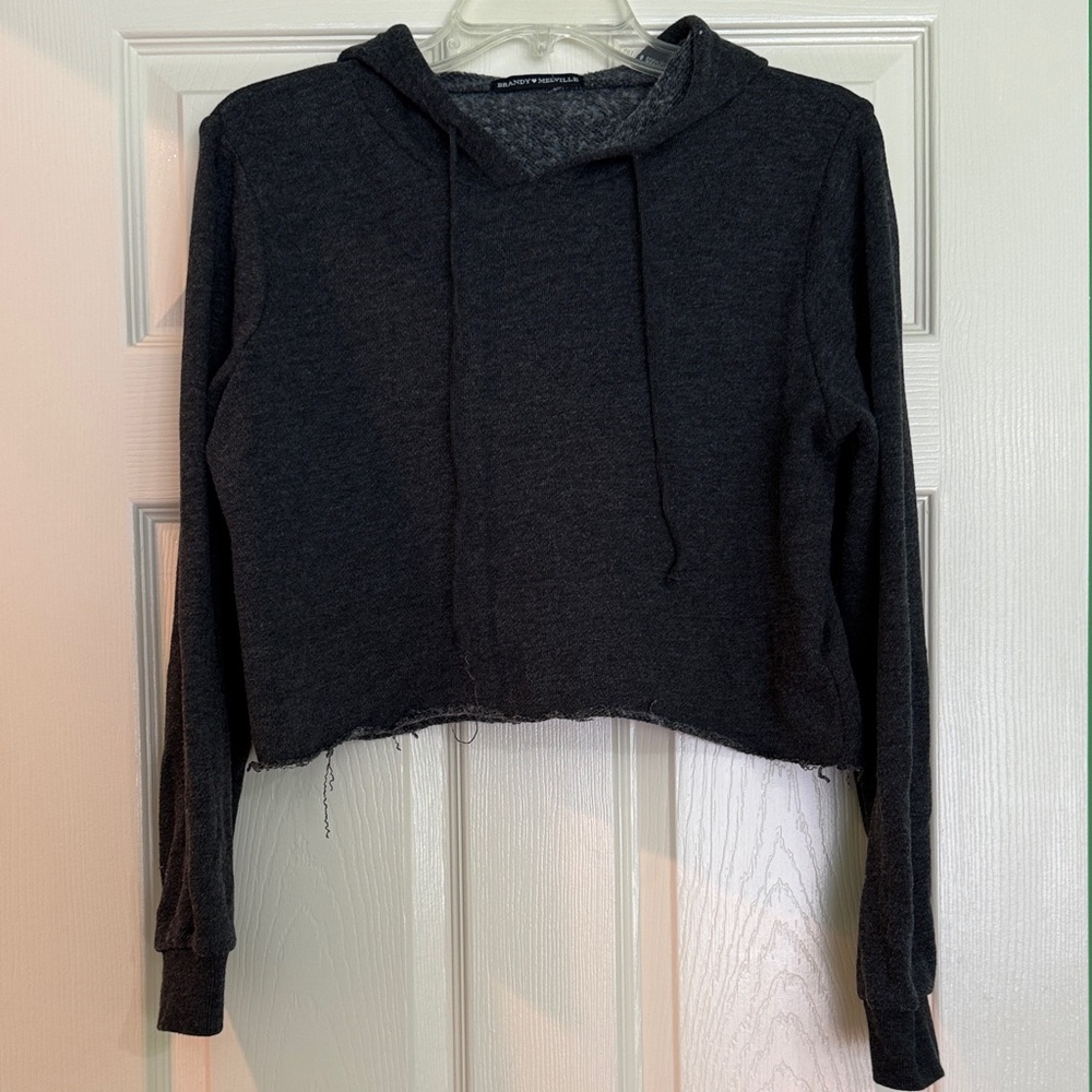 SALE🇺🇸Brandy Melville Hooded Crop Top - Black